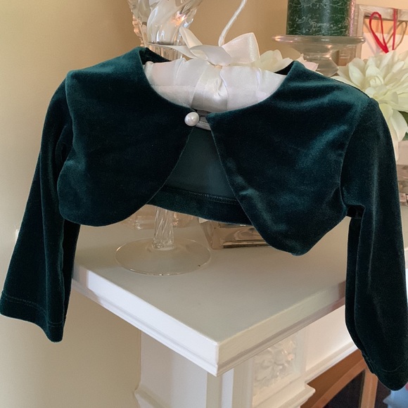 Infant girls special occasion dress/gown size 12M emerald green/ivory - Picture 8 of 8